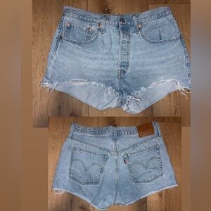 Levi's Women's Distressed Light Blue Jean Shorts